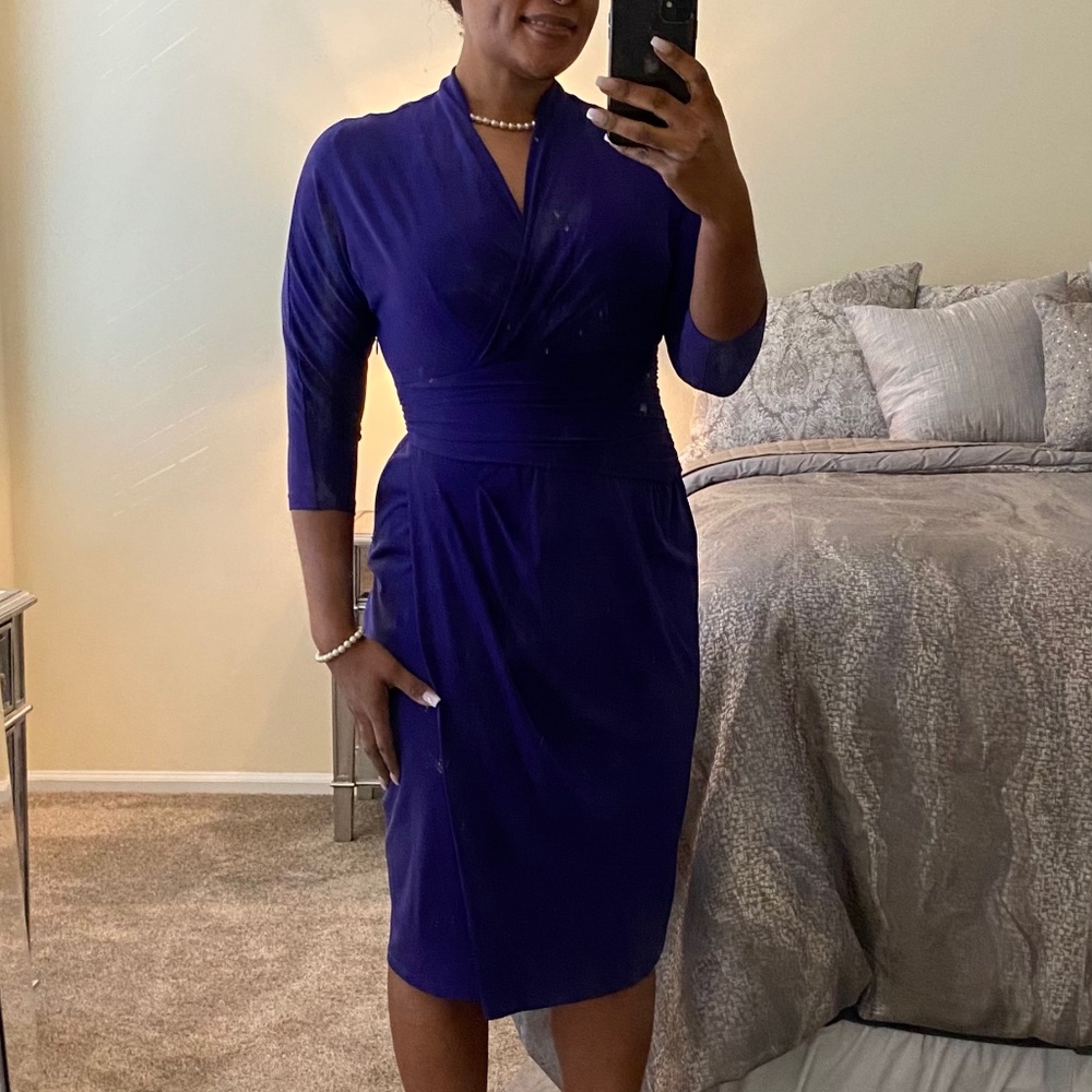 Suzi Chen for Maggie Boutique Purple Jersey Midi Dress